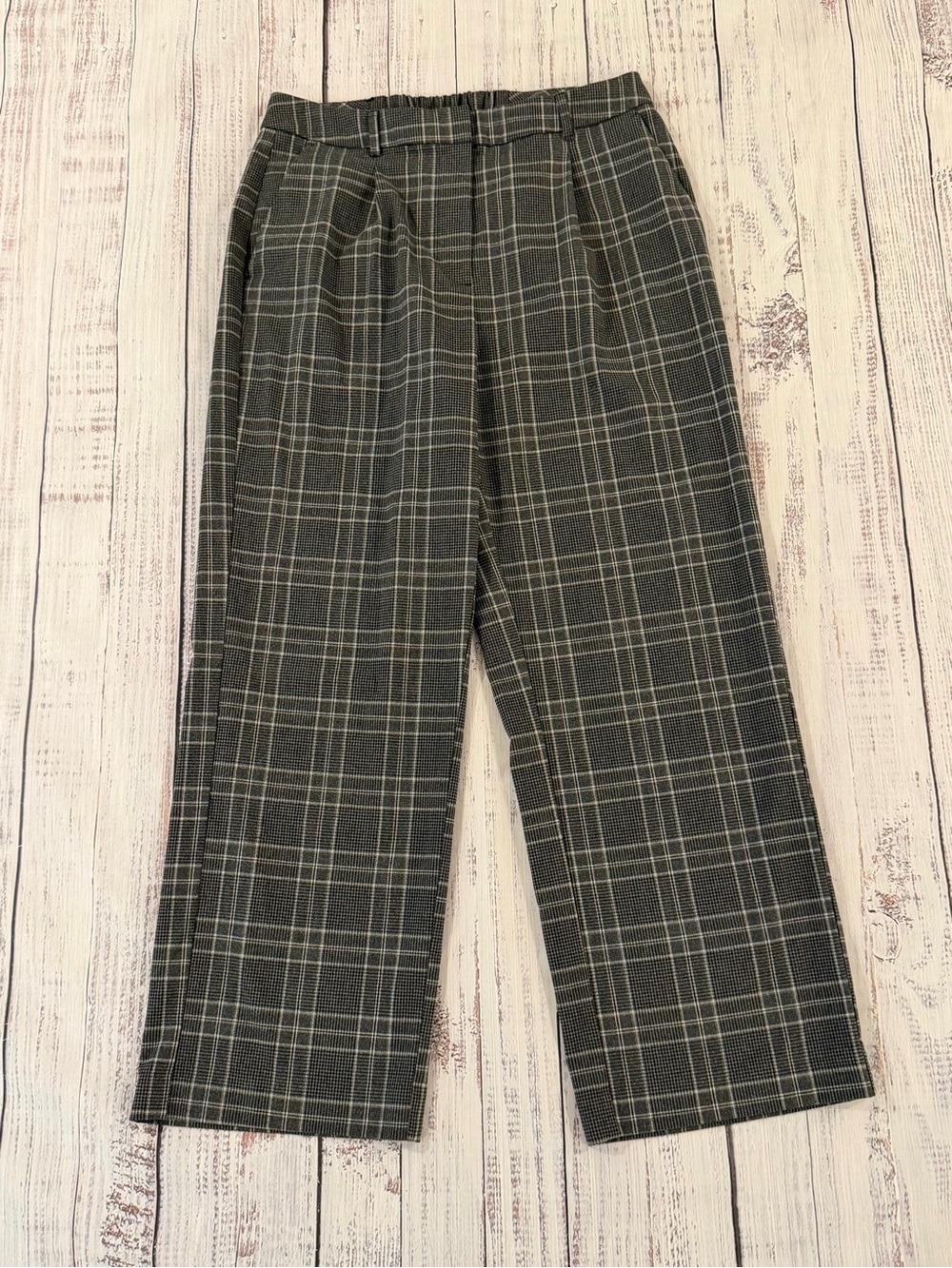 Old Navy Extra High-Rise Taylor Trouser Wide Leg Pants Gray Plaid Career Office